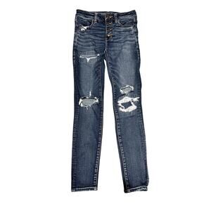 American Eagle Women's Jeans Hi-Rise Blue Jeggings - Size 6